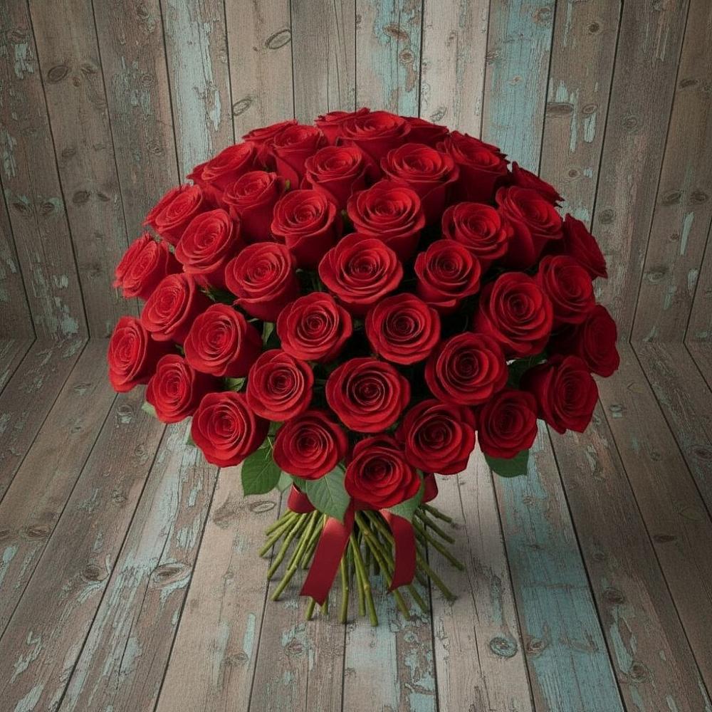 Букет 55 Красных роз Фридом в Энергетик