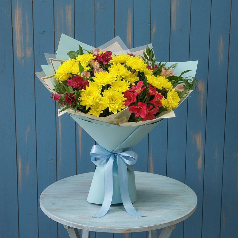 Букет цветов из: Альстромерии и Хризантемы в Энергетик