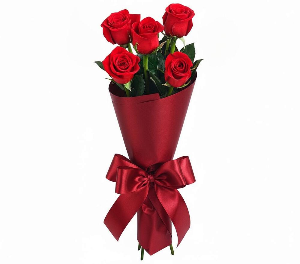 Букет 5 Красных роз Эдлесс Лав в Энергетик