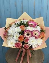 Букет цветов из:  Розы, Герберы и Хризантемы в Энергетик
