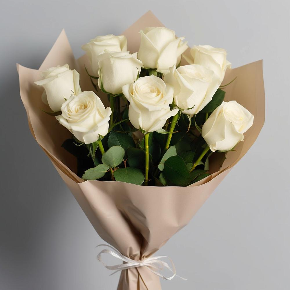 Букет 9 Белых роз Эдлесс Лав в Энергетик