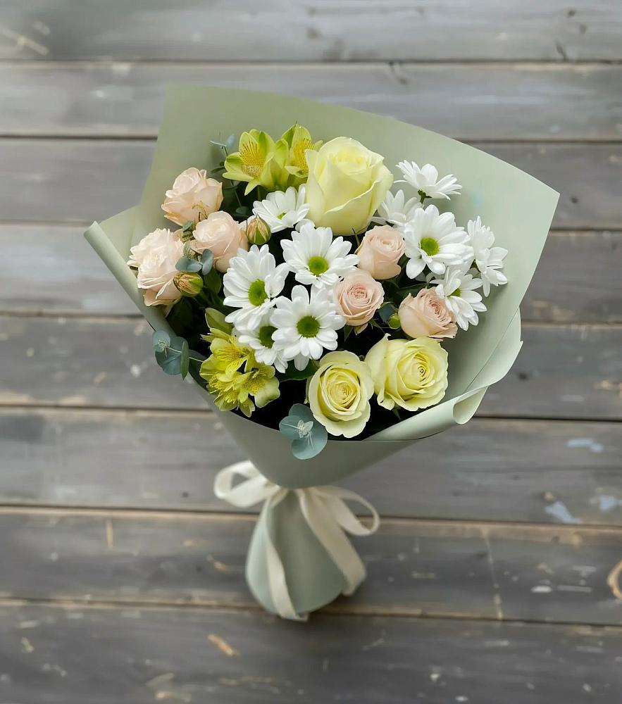 Букет цветов из: Альстромерии, Розы и Хризантемы в Энергетик