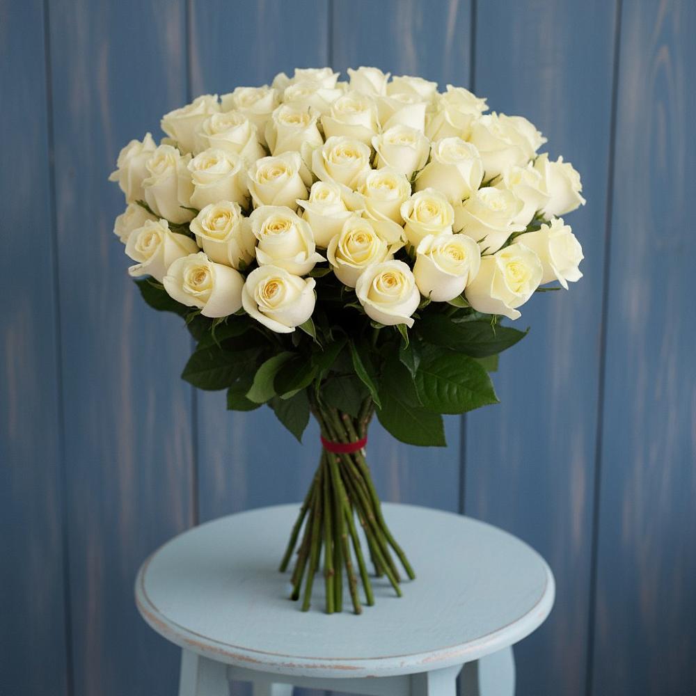 Букет 51 Белая роза Эдлесс Лав в Энергетик