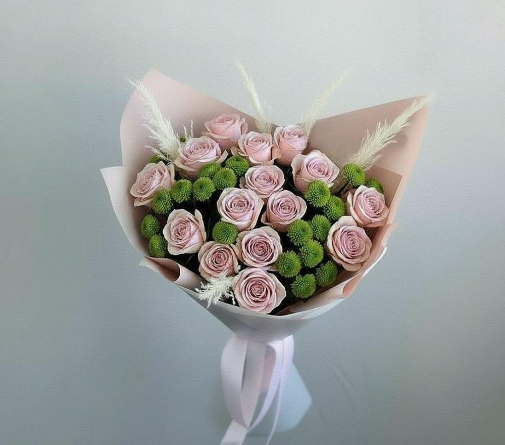 Букет цветов из: Розы и Хризантемы в Энергетик