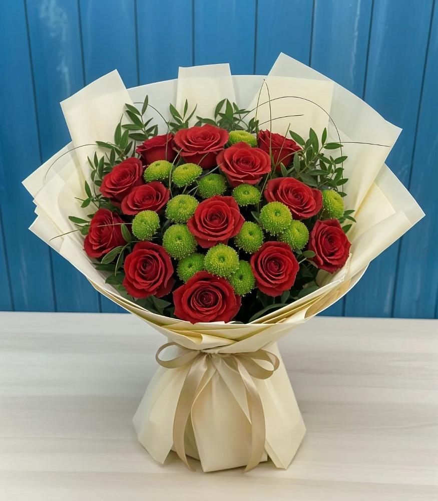 Букет цветов из: Розы и Хризантемы в Энергетик